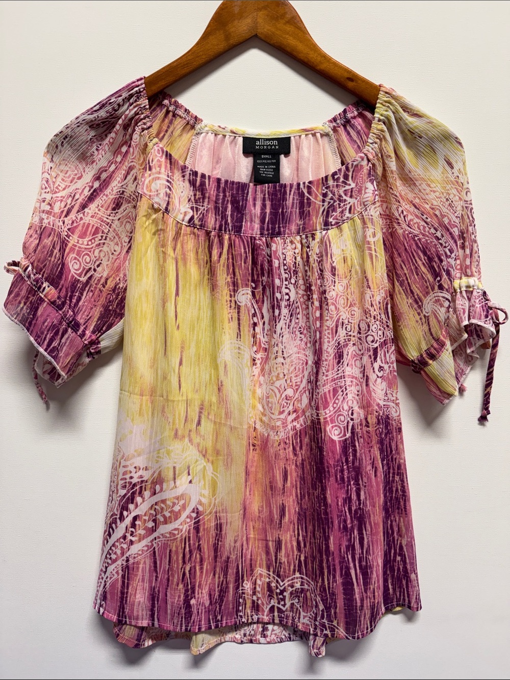 Allison Joy Pink & Yellow Paisley Peasant Blouse